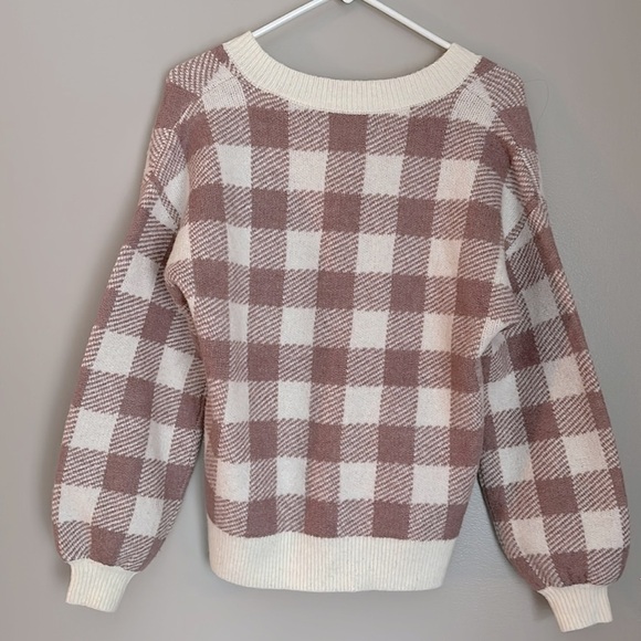 LOFT Plaid V-Neck Sweater - Picture 4 of 5